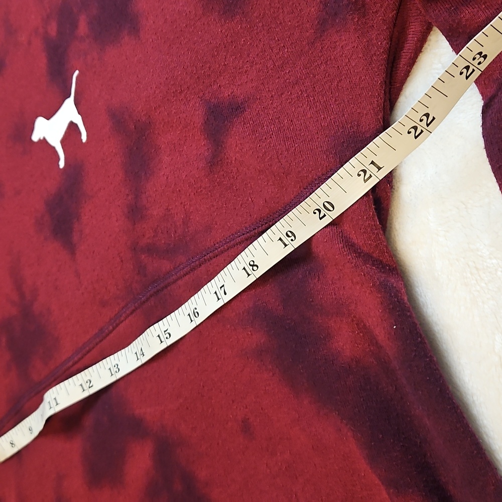 VS PINK Burgundy Maroon Tie Dye Crewneck Long Sleeve Tee (Oversized Fit) - Picture 5 of 7
